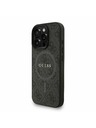Guess Guess PU Usnje 4G Barvni obroč Trak MagSafe Zadnji pokrov za iPhone 16 Pro Black