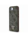 Guess Guess PU 4G Strass Trikotni Metal Logo Zadnji pokrov za iPhone 16e Brown