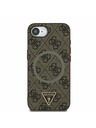 Guess Guess PU 4G Strass Trikotni Metal Logo Zadnji pokrov za iPhone 16e Brown