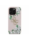 Guess Guess PU Strukturirano Vrtnice 4G Metal Logo Zadnji pokrov za iPhone 16 Pro Pink