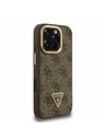 Guess Guess PU 4G Strass Trikotni Logo Stojalo Okvir kamere MagSafe Zadnji pokrov za iPhone 16 Pro Max Brown