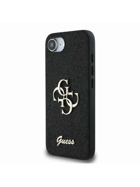 Guess Guess PU Fixed Glitter 4G Metal Logo Zadnji pokrov za iPhone 16e Black