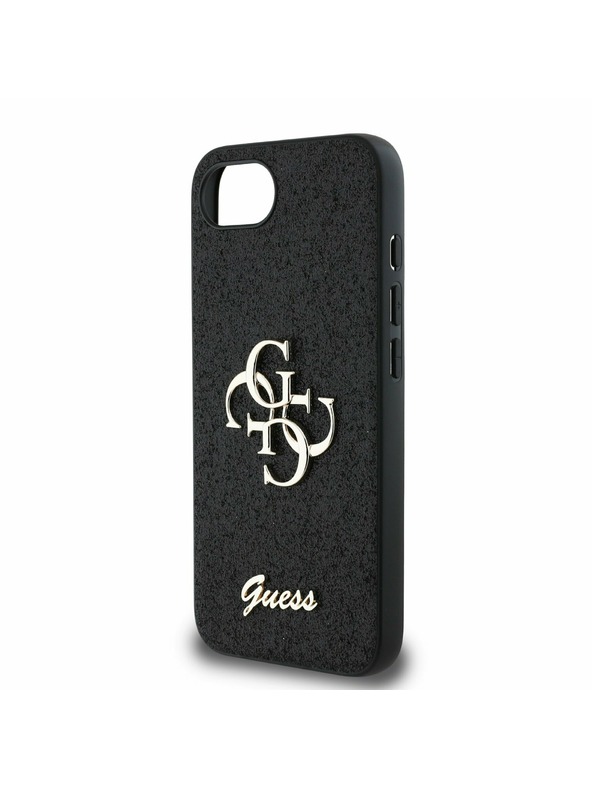 Guess Guess PU Fixed Glitter 4G Metal Logo Zadnji pokrov za iPhone 16e Black