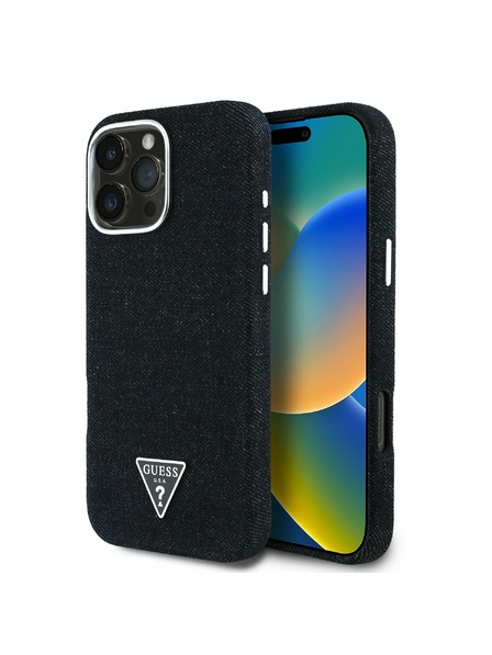 Guess Guess Jeans Trikotni Logo MagSafe Zadnji pokrov za iPhone 16 Pro Black