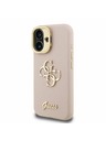 Guess Guess PU Strukturirano 4G Logo Stojalo Okvir kamere Zadnji pokrov za iPhone 16 Pink