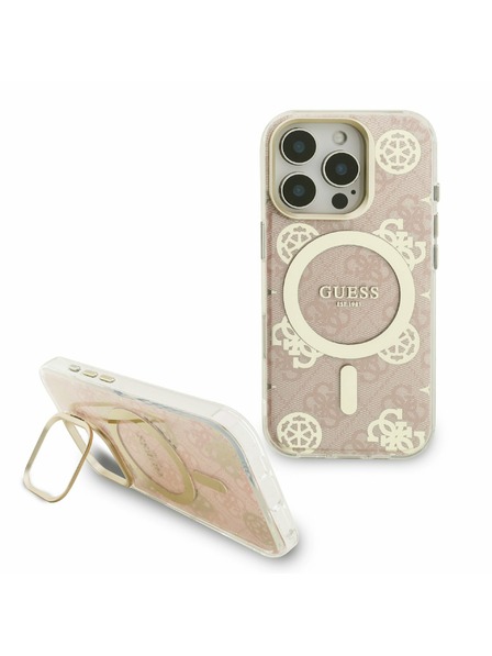 Guess Guess PC/TPU Elektroplastiran stojalo Okvir kamere MagSafe Zadnji pokrov z zamenljivim ozadjem za iPhone 16 Pro