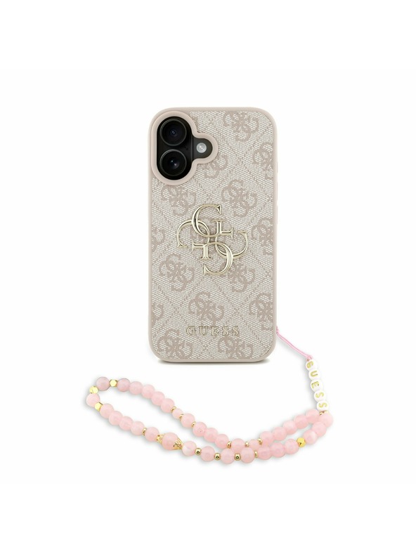 Guess Guess PU 4G Metal Logo Strap Zadnji pokrov za iPhone 16 Pink