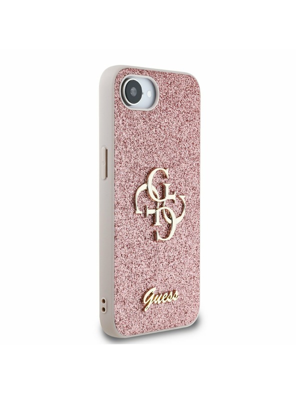 Guess Guess PU Fixed Glitter 4G Metal Logo Zadnji pokrov za iPhone 16e Pink