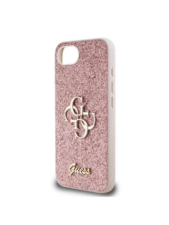 Guess Guess PU Fixed Glitter 4G Metal Logo Zadnji pokrov za iPhone 16e Pink