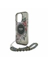 Guess Guess IML Flowers Pearl Strap MagSafe Zadnji pokrov za iPhone 16 Pro Max Black