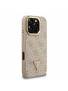 Guess Guess PU 4G Strass Trikotni Logo Stand Zadnji ovitek za kamero MagSafe za iPhone 16 Pro Roza