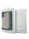 Guess Guess PU 4G Kovinski Logo Crossbody Trak Zadnji ovitek za iPhone 15 Roza