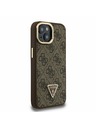 Guess Guess PU 4G Strass Trikotni Logo Stand Zadnji ovitek za kamero MagSafe za iPhone 13 Rjav