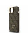 Guess Guess PU 4G Strass Trikotni Logo Stand Zadnji ovitek za kamero MagSafe za iPhone 13 Rjav