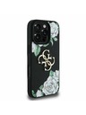 Guess Guess PU Grained Vrtnice 4G Kovinski Logo Zadnji ovitek za iPhone 16 Pro Črn