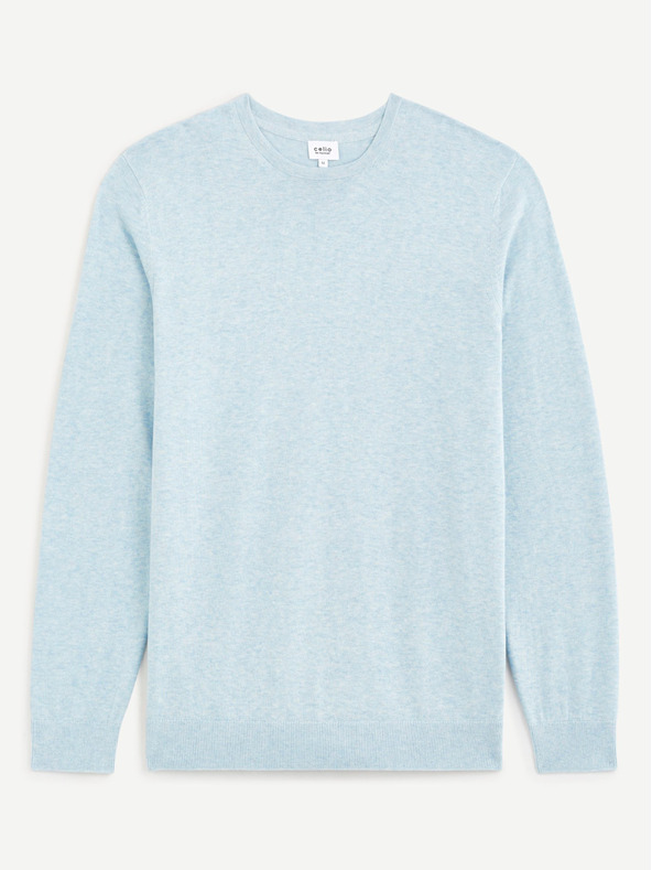 Celio Svetlomodri moški bombažni osnovni pulover Celio Decoton