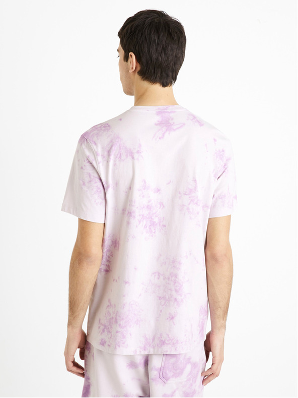 Celio Svetlo vijolična moška majica z batiko Celio Dengame