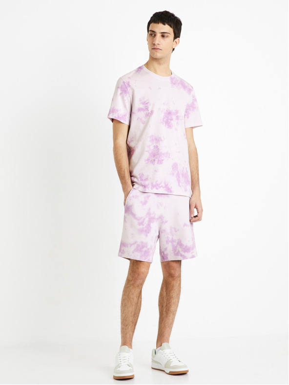 Celio Svetlo vijolična moška majica z batiko Celio Dengame