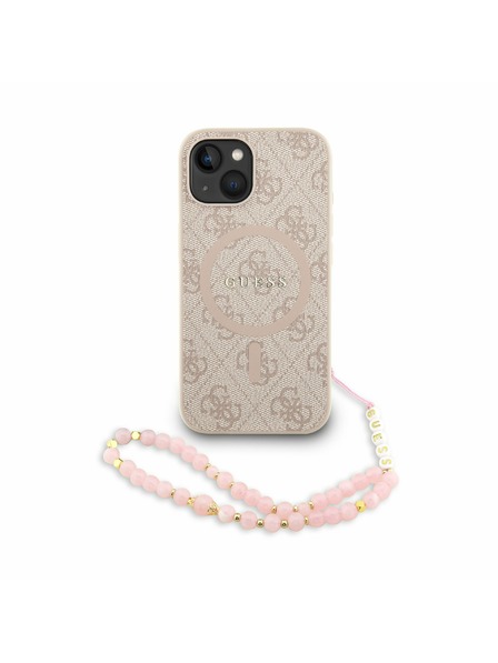 Guess Guess PU Leather 4G Colored Ring Strap MagSafe Zadnji ovitek za iPhone 14 Rožnat