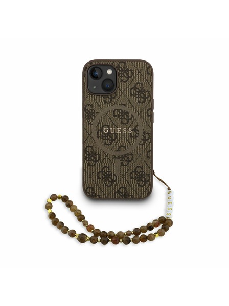 Guess Guess PU Leather 4G Colored Ring Strap MagSafe Zadnji ovitek za iPhone 15 Rjav
