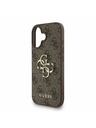 Guess Guess PU 4G Metal Logo Strap Zadnji ovitek za iPhone 16 Rjav