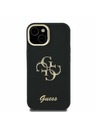 Guess Guess PU Grained 4G Logo Stand Camera Frame Zadnji ovitek za iPhone 13 Črn