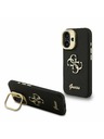 Guess Guess PU Grained 4G Logo Stand Camera Frame Zadnji ovitek za iPhone 16 Črn
