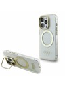 Guess Guess IML Gold Outline Stand Camera Frame MagSafe Zadnji ovitek za iPhone 15 Pro Prozoren