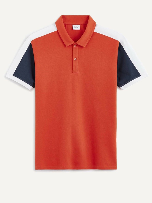 Celio Modra in oranžna moška polo majica Celio