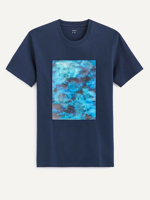 Celio Temno modra moška majica s potiskom Celio
