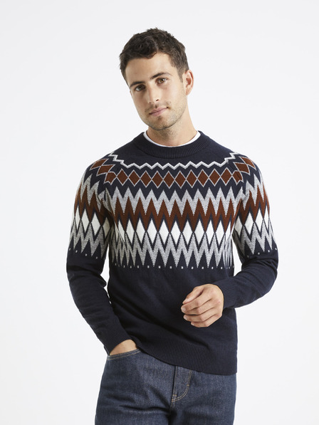 Celio Temno modra moška vzorčasta jopa Celio