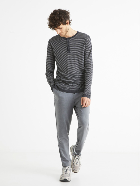 Celio Temno siv moški črtast pulover Celio Bestripe