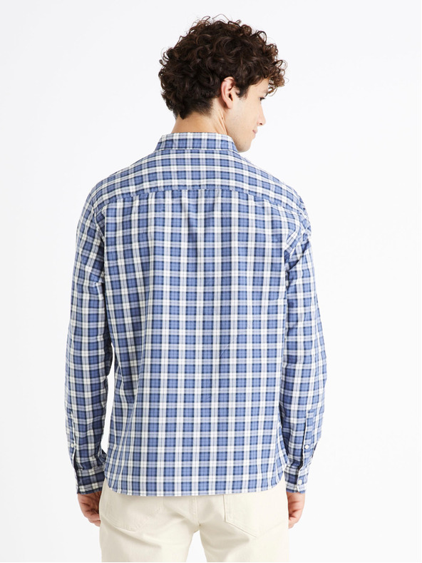 Celio Belo-modra moška karirasta majica Celio Dawayne