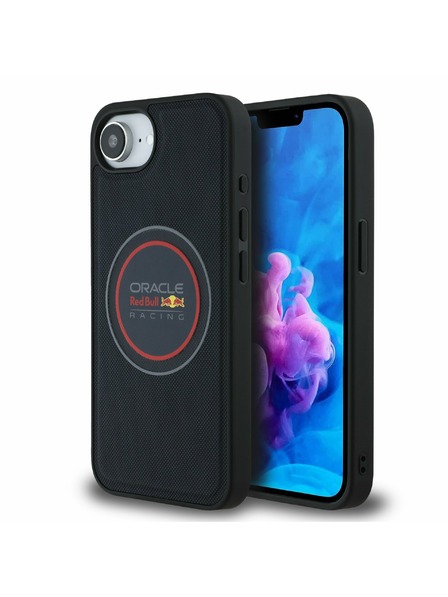 Oracle Red Bull Racing Red Bull PU usnje rdeči obroč MagSafe zadnji ovitek za iPhone 16e mornarsko modra