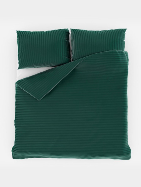 Kvalitex Satenasto podaljšano posteljno perilo s črtami 140x220, 70x90cm DARK GREEN