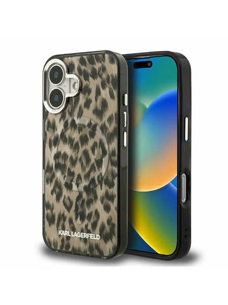 Karl Lagerfeld Karl Lagerfeld IML Leopard MagSafe Zadnji Pokrov za iPhone 16 Rjava