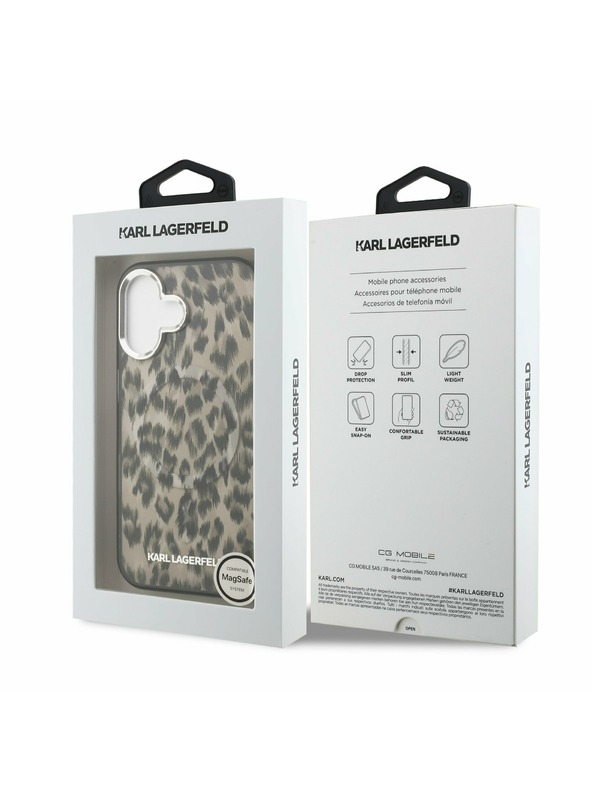 Karl Lagerfeld Karl Lagerfeld IML Leopard MagSafe Zadnji Pokrov za iPhone 16 Rjava
