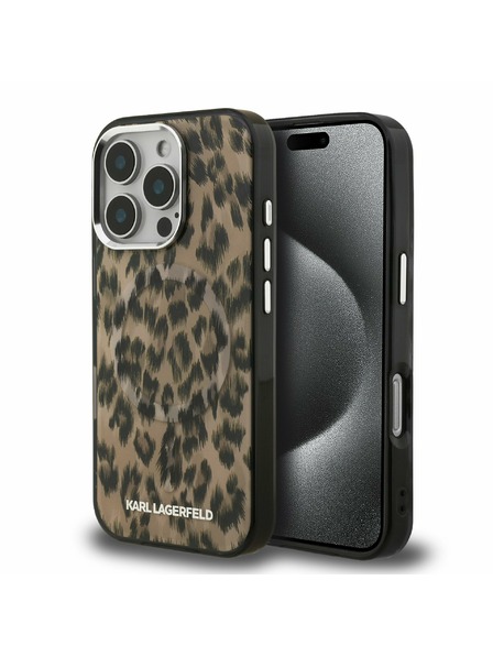 Karl Lagerfeld Karl Lagerfeld IML Leopard MagSafe Zadnji Pokrov za iPhone 16 Pro Rjava