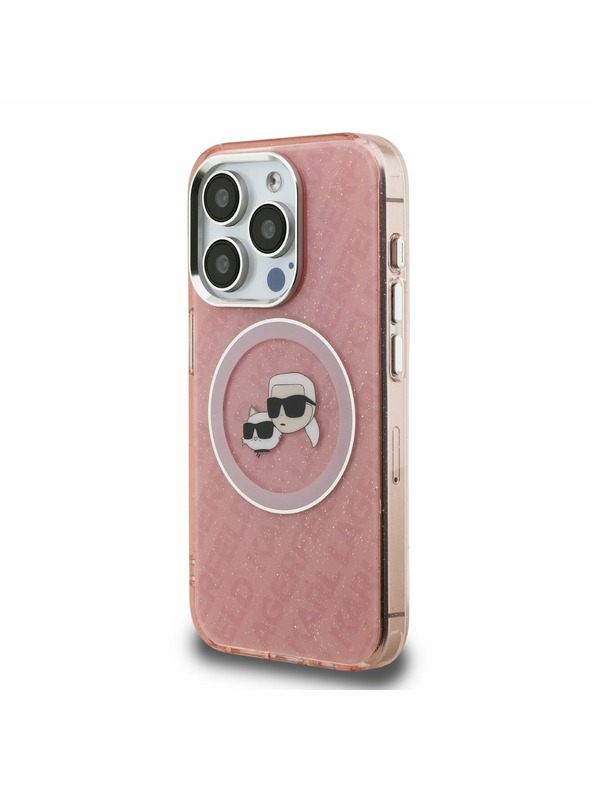 Karl Lagerfeld Karl Lagerfeld IML K&CH Heads Repeated Logo MagSafe Zadnji Pokrov za iPhone 15 Pro Max Roza