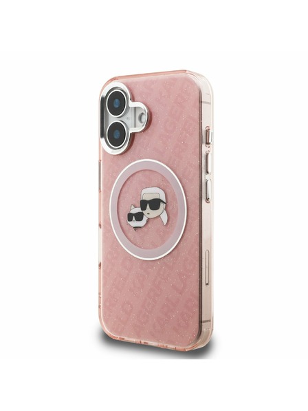 Karl Lagerfeld Karl Lagerfeld IML K&CH Heads Repeated Logo MagSafe Zadnji Pokrov za iPhone 16 Roza
