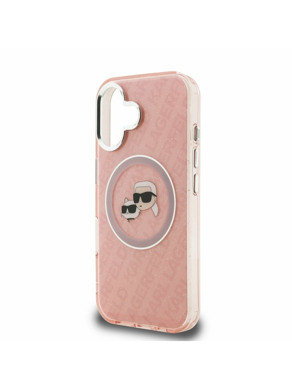 Karl Lagerfeld Karl Lagerfeld IML K&CH Heads Repeated Logo MagSafe Zadnji Pokrov za iPhone 16 Roza