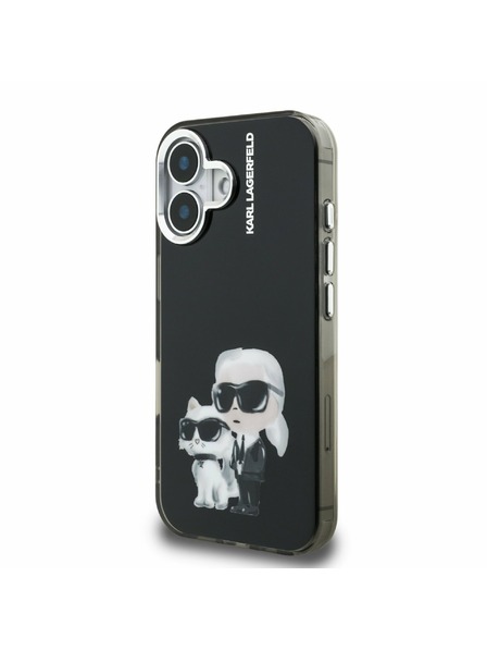 Karl Lagerfeld Karl Lagerfeld IML Aquarelle Karl and Choupette Zadnji Pokrov za iPhone 16 Črna