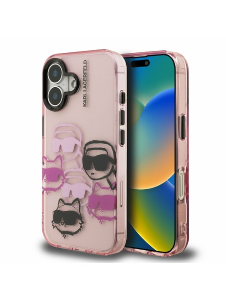 Karl Lagerfeld Karl Lagerfeld IML Multi K&CH Heads Zadnji Pokrov za iPhone 16 Roza