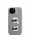 Karl Lagerfeld Karl Lagerfeld Grained PU K&CH Heads Zadnji Ovitek za iPhone 15 Grey