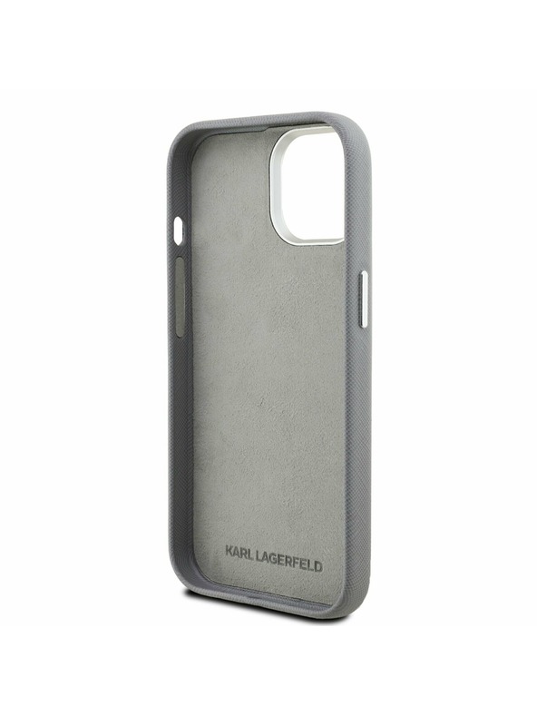 Karl Lagerfeld Karl Lagerfeld Grained PU K&CH Heads Zadnji Ovitek za iPhone 15 Grey