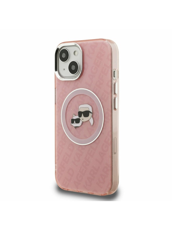 Karl Lagerfeld Karl Lagerfeld IML K&CH Heads Repeated Logo MagSafe Zadnji Ovitek za iPhone 15 Pink
