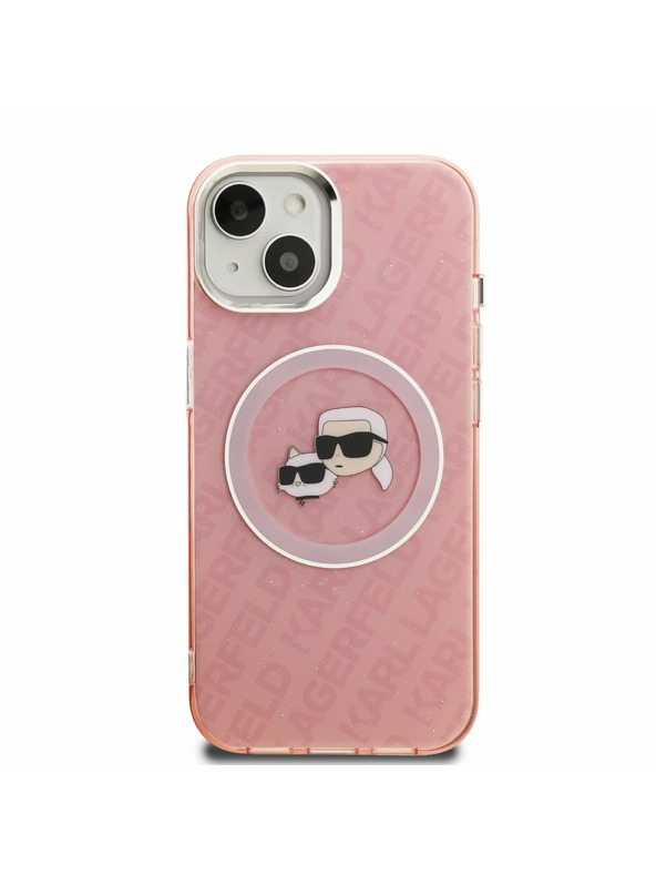 Karl Lagerfeld Karl Lagerfeld IML K&CH Heads Repeated Logo MagSafe Zadnji Ovitek za iPhone 15 Pink