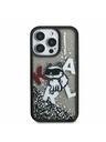 Karl Lagerfeld Karl Lagerfeld Liquid Glitter Scattered Choupette Zadnji Ovitek za iPhone 16 Pro Black