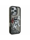 Karl Lagerfeld Karl Lagerfeld Liquid Glitter Scattered Choupette Zadnji Ovitek za iPhone 16 Pro Black