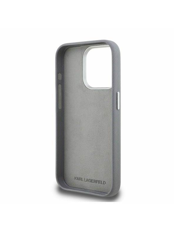 Karl Lagerfeld Karl Lagerfeld Grained PU K&CH Heads Zadnji Ovitek za iPhone 15 Pro Max Grey